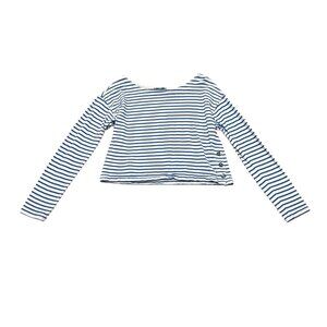 Vintage Y2K Calder Blue White Striped Crop Top USA Made